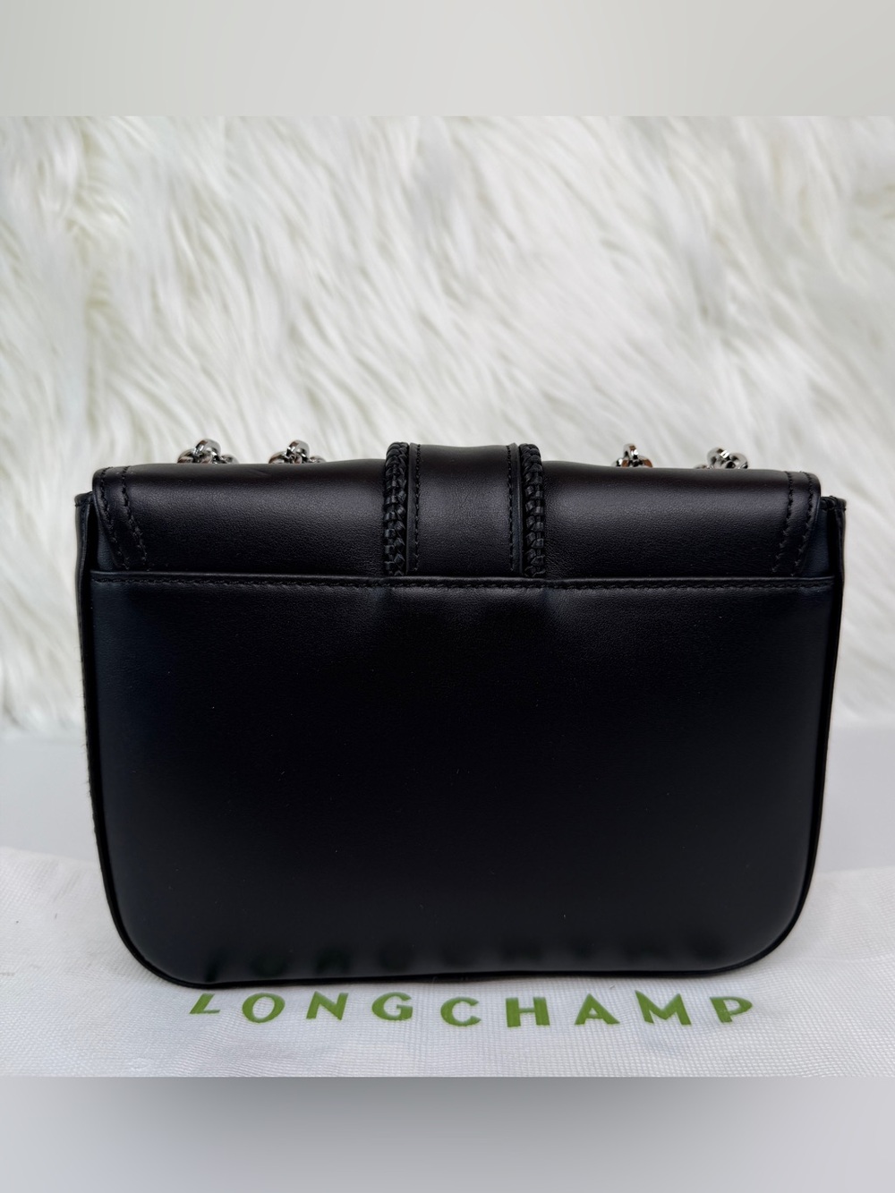 Longchamp Amazone Small Leather Crossbody Bag - Black - Picture 3 of 10